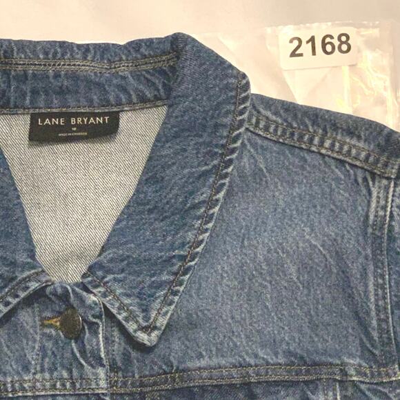 Lane Bryant NWT Womens Blue Denim Belted Trucker Jean Jacket Long Plus Size 18 - Picture 16 of 16